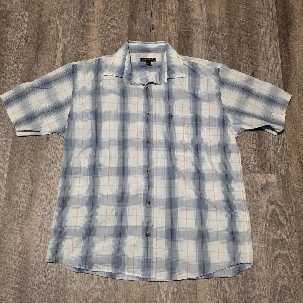 Knights Sportswear Men's Plaid Short Sleeve Button Down Shirt Size Large